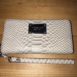 Michael Kors gray and cream snakeskin wallet